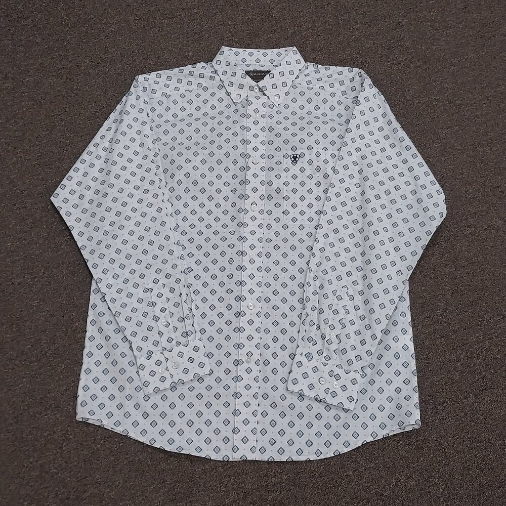 Ariat Men's Rocco Classic Fit Long Sleeve Buttondown Shirt - White